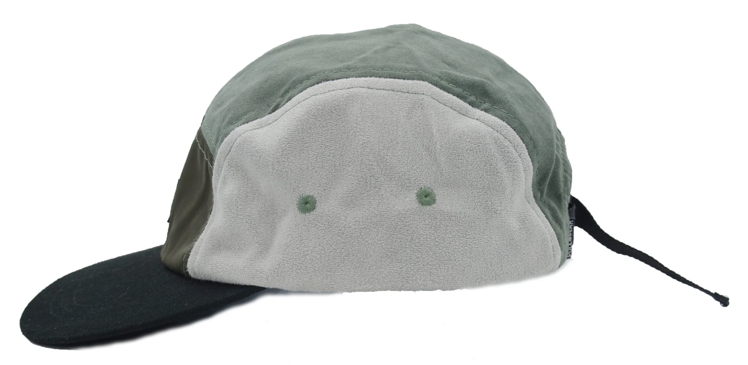 Wholesale/Supplier Chamois Splice Five-Piece Hat Fat Tongue Cap with Cusomized Logo BSCI, Oeko Tex