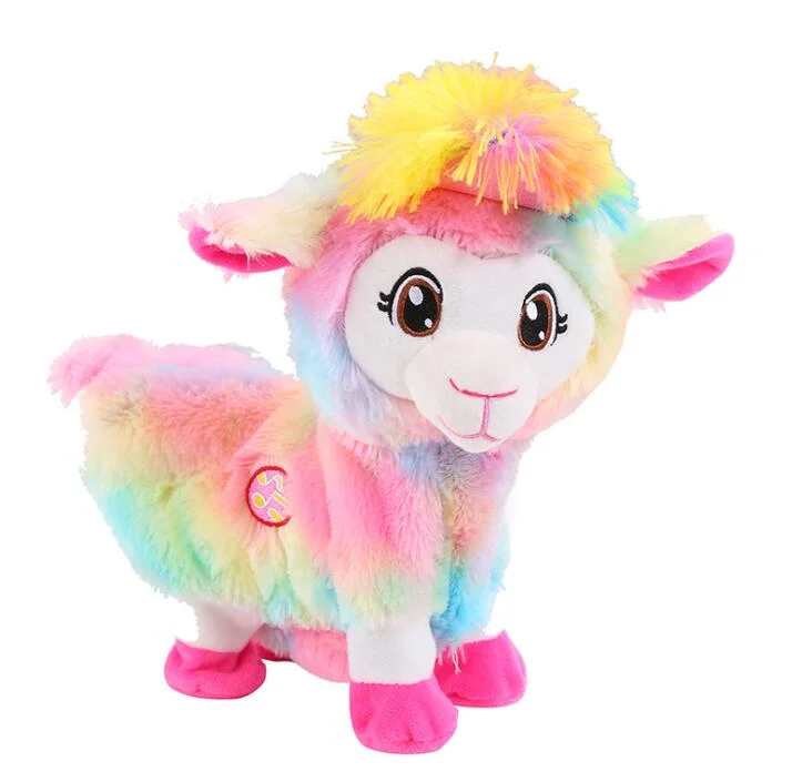 Dancing Talking Cartoon Building Blocks Electronic Sheep Plush Stuffed Toys