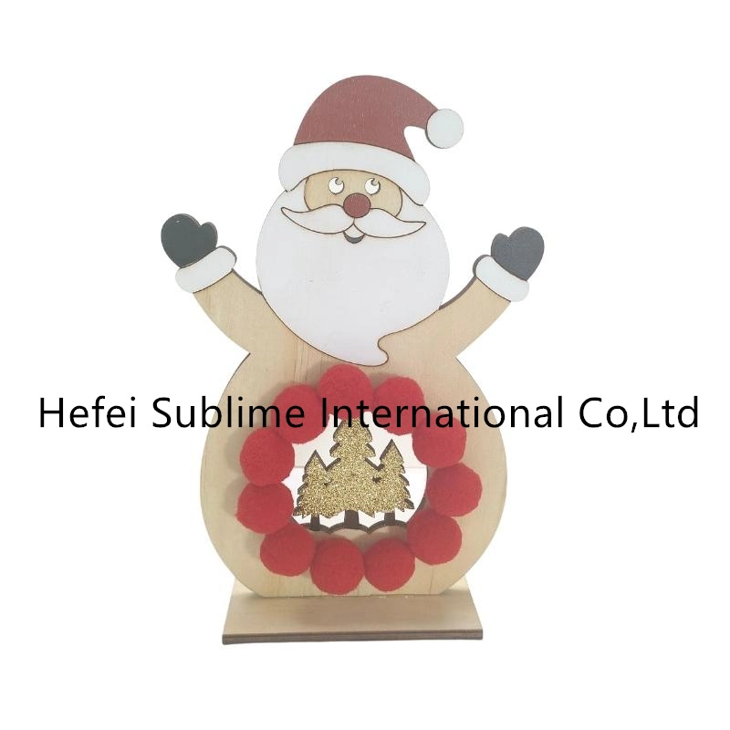 Wooden Stand for Gift Wood Tabletop Home Stuffed Felt Decor Desktop Santa Claus Styles Handmade Ornaments Reindeer Christmas Craft Plush Xmas