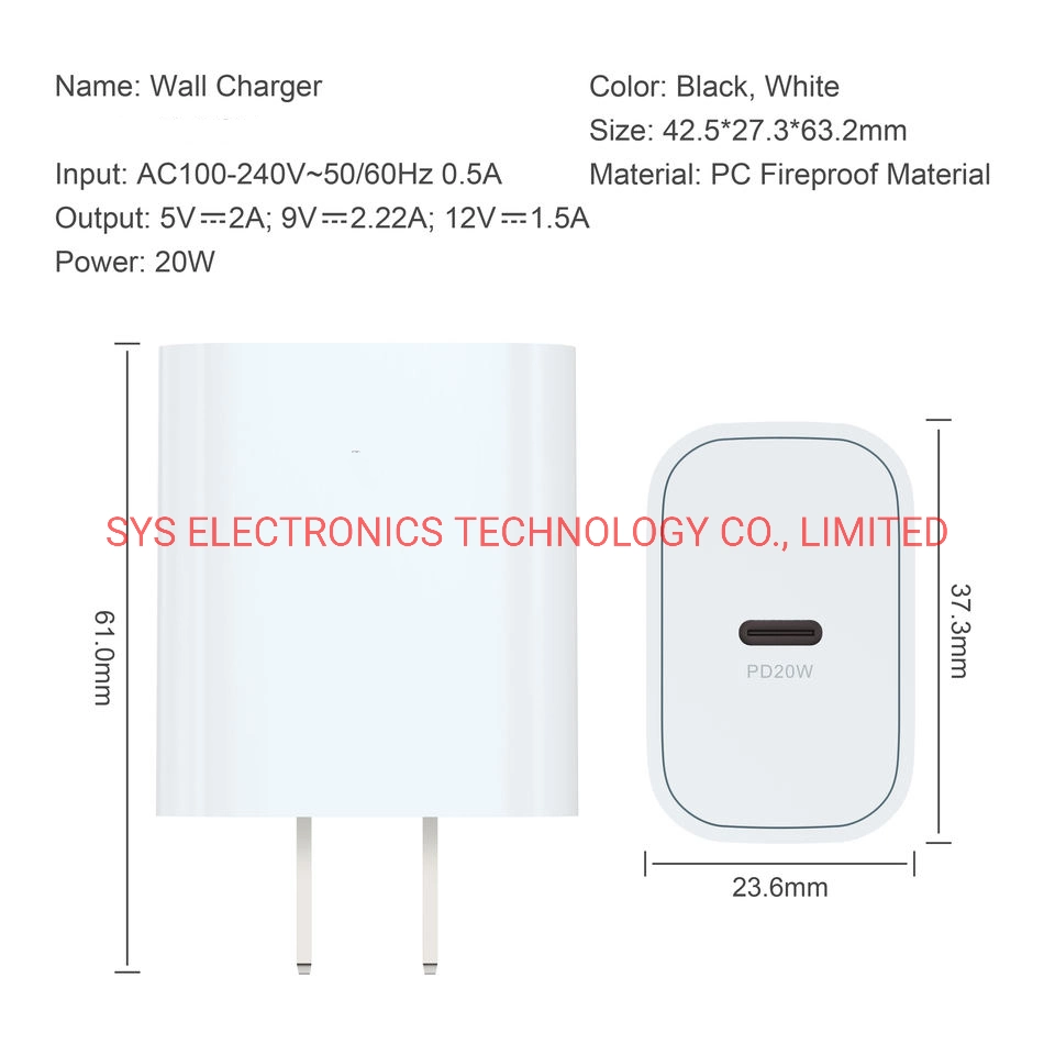 Commerce de gros PD 20W Chargeur universel Téléphone pour iPhone Apple