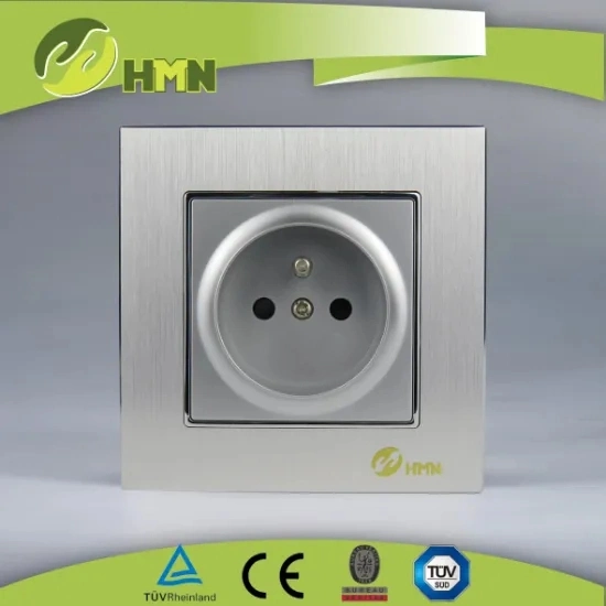 86 type EU Standard Brush Aluminum Material Flush Mounted  Home European French Electric Wall Socket