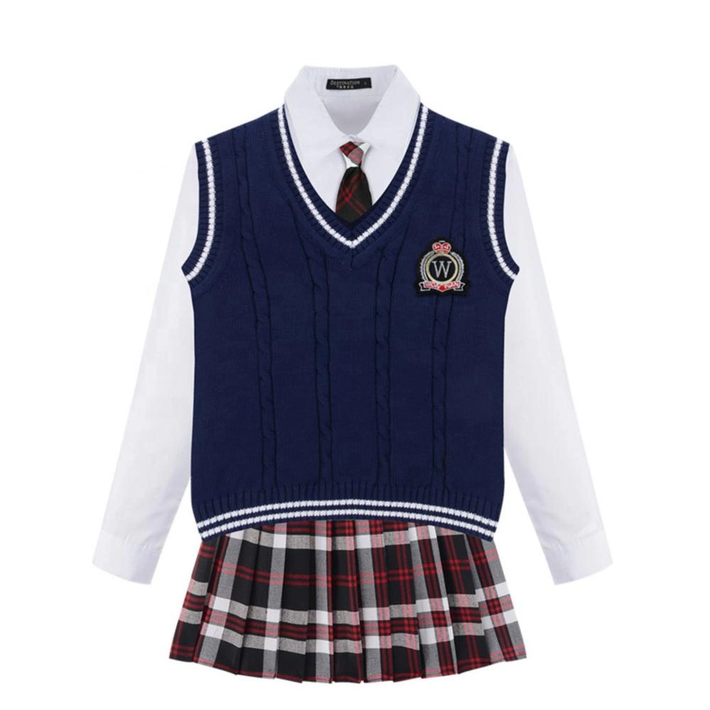 Estilo escola britânica uniformes escolares suéter túnica de algodão de Design