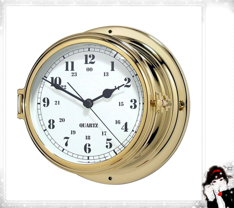 12 Hour Format Time & Tide Quartz Clock Brass Case Dial 150mm