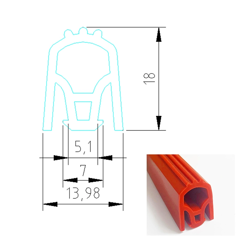 Puerta del horno Grado alimenticio aislamiento acústico resistente al calor resistente al aceite duradero Tira de caucho de silicona en forma de E flexible extruida