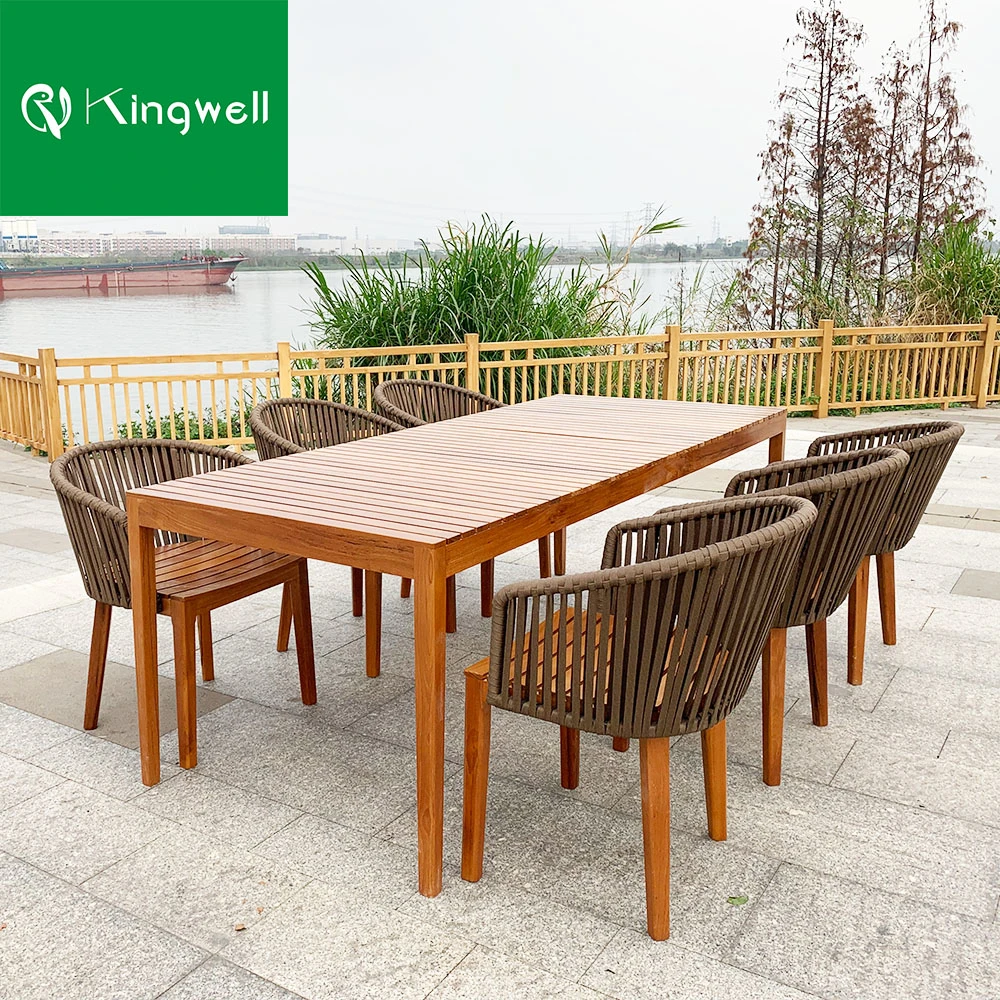 Mesa de jantar e cadeira moderna Teak Wood Outdoor Garden Furniture Pátio de móveis de madeira exterior