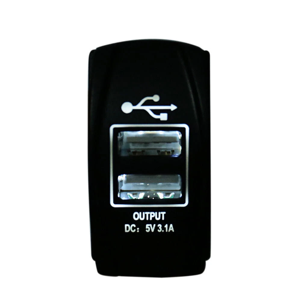 Waterproof LED Dual Car USB Charger for Rocker Switch Panel