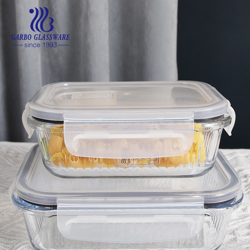 Round Square High Borosilicate Microwave Use 3PCS Glass Bowl Set Ribbed Glass Food Container Lunch Box