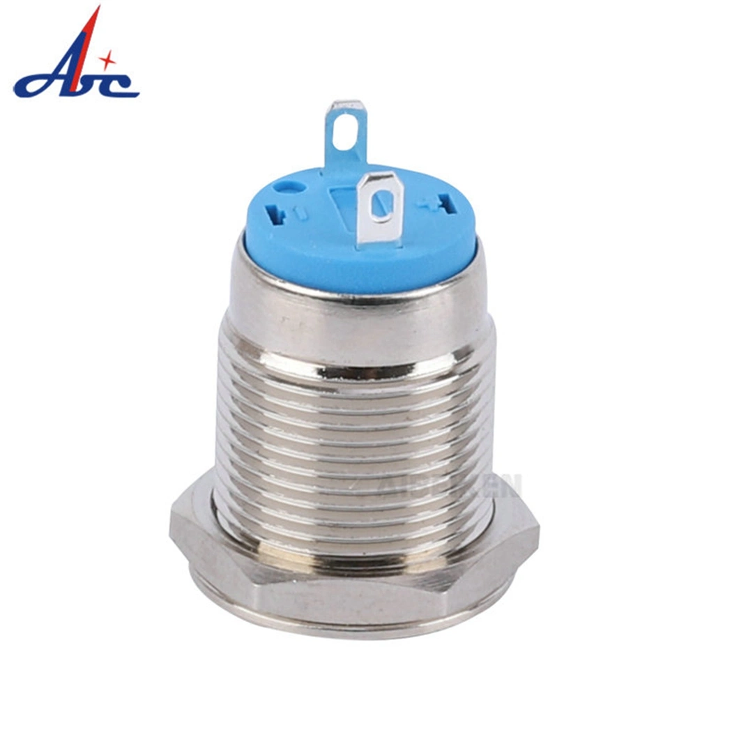 16mm 12V High quality/High cost performance  Flat Head Stainless Steel Momentary Metal Push Button Switch with 2 Pins