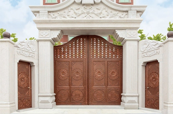 Luxury Modern Outdoor Beautiful Casted Aluminum Entrance Gate Decoration Exterior for Courtyard