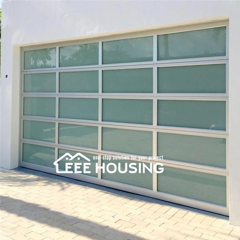 China Factory Supply Modern Automatic Sectional Aluminum Glass Garage Door with Frosted Door Lites