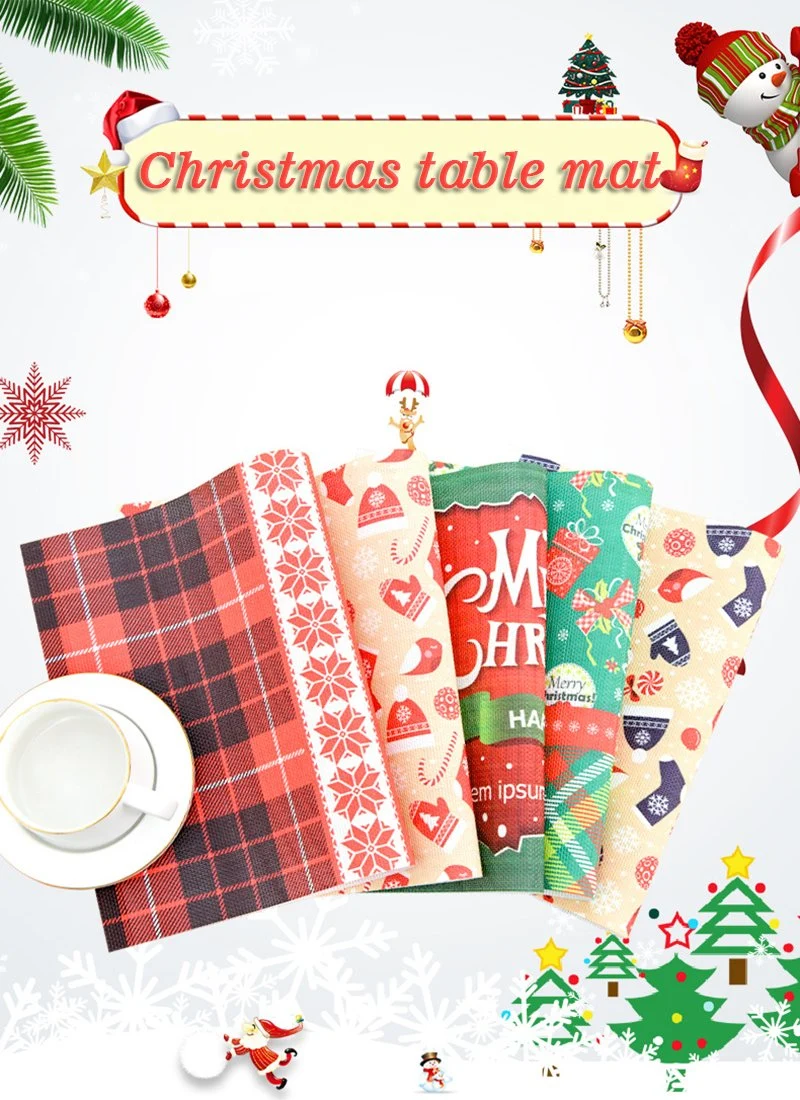 Christmas Custom Pattern Decoration Weave PVC 45*30 Cm Insulation Table Mats