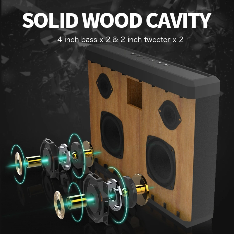 50W Wood Speaker 3D Surround USB/Aux/TF Card Wireless Home Entertainment-System System