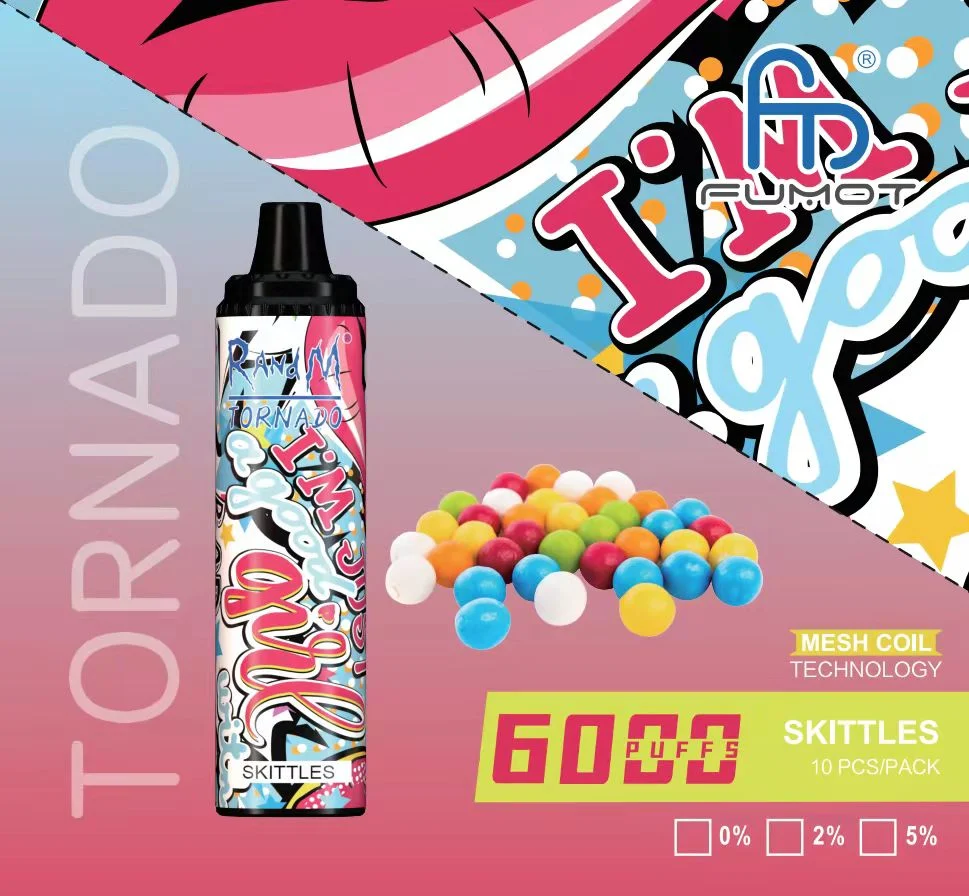 30 econômica Flavours &amp; 12ml e líquido de 5% de sal a nicotina 850mAh Randm Tornado Puffs 6000 isqueiros recarregáveis Ecig