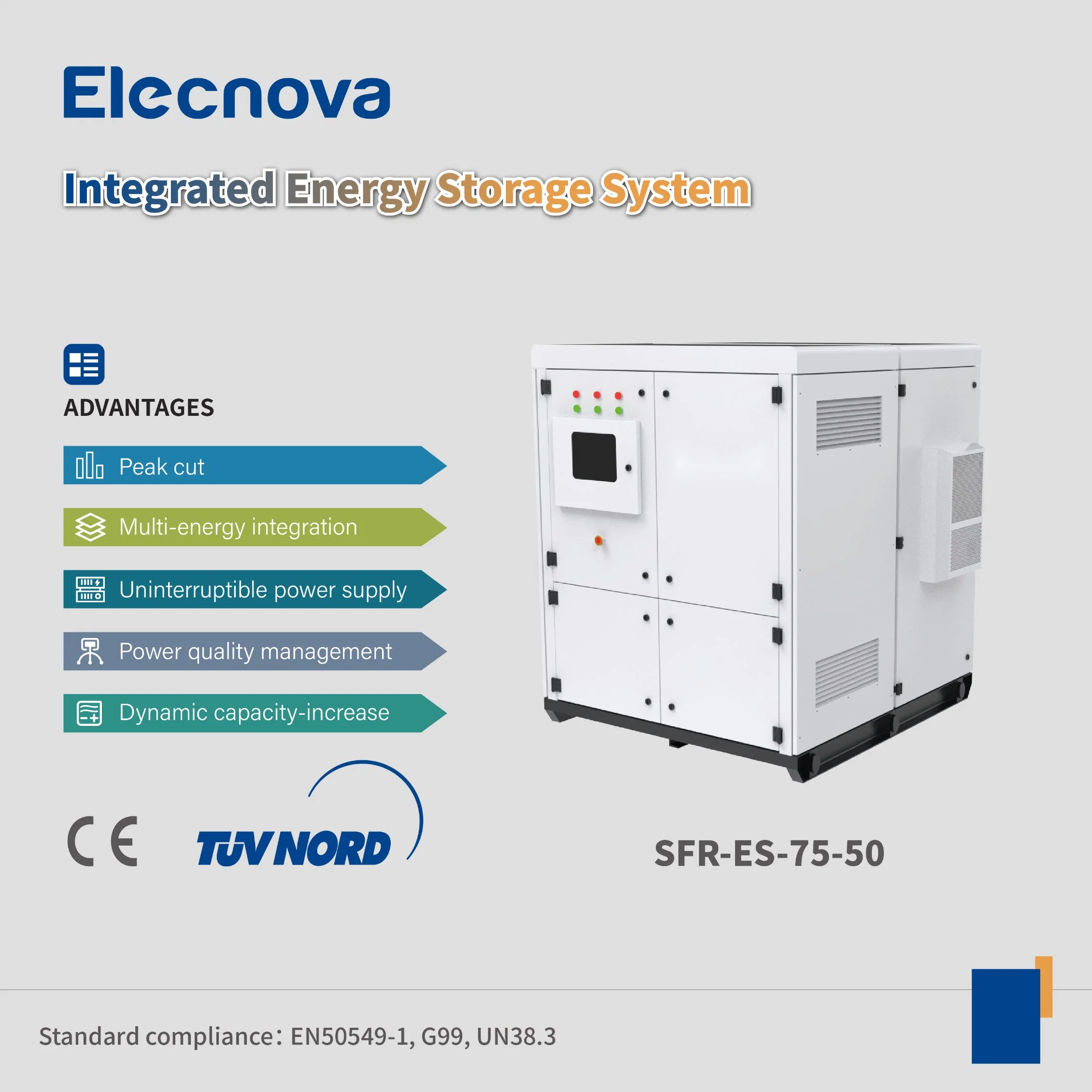 Elecnova 75kw Système de Conversion d'Énergie et Système de Stockage d'Énergie par Batterie LiFePO4 Solution Dg