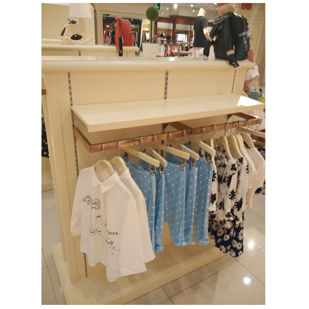 Popular Shopping Malls Clothes Display Stand Wall Wooden Shelf Rack Store Fixture