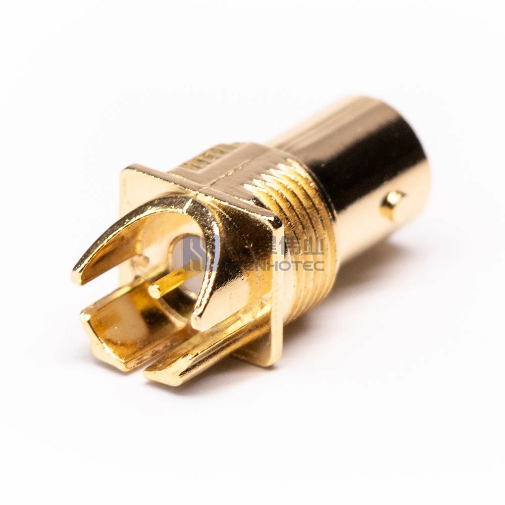 BNC Female Connector Straight PCB Edge Mount CCTV Camera Coaxial Gold