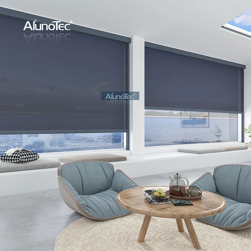 Persianas de rodillo Smart Blackout Blind Motor motorizado a distancia operado al aire libre Ventana impermeable cremallera pantalla