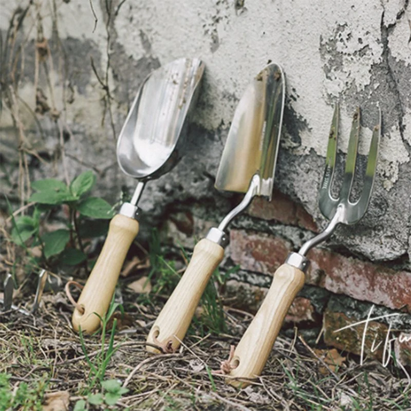 Mini-outil de jardinage à main avec fourche à pelle en acier inoxydable