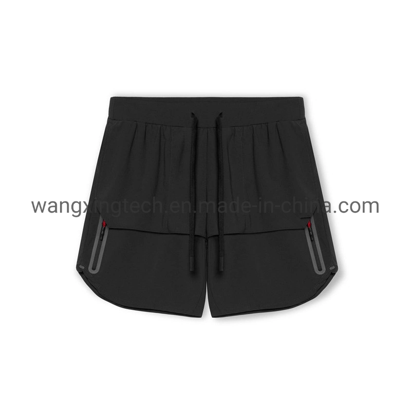 Men's Solid Gym Workout Shorts Bodybuilding Running Fitted Training Jogging Short Pants with Zipper Pocket 4 Colors