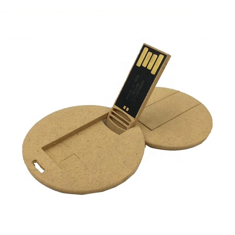 Recycled Eco Wheat Straw Material Round USB Flash Drive Card USB Pen Drive