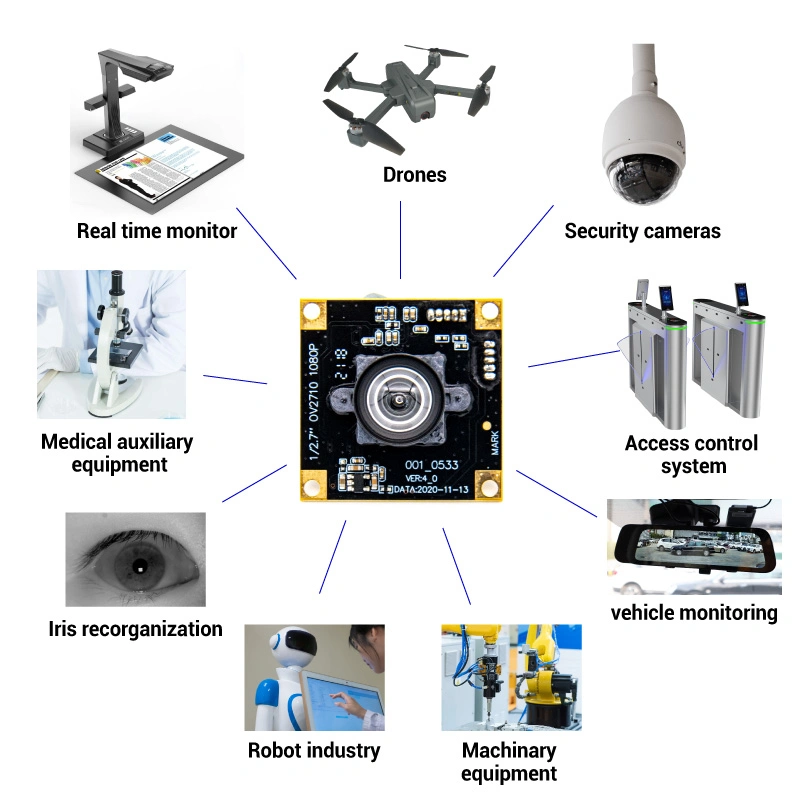 Personalizar 2MP Ov2710 Módulo de cámara de iluminación de baja resolución HD 1080P para el robot Machine Vision