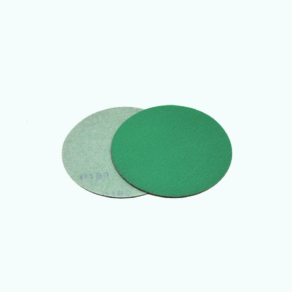 150mm 15 Holes Green Polyester Film Base Hook and Loop Sanding Disc Car Waterproof Sanding Papers