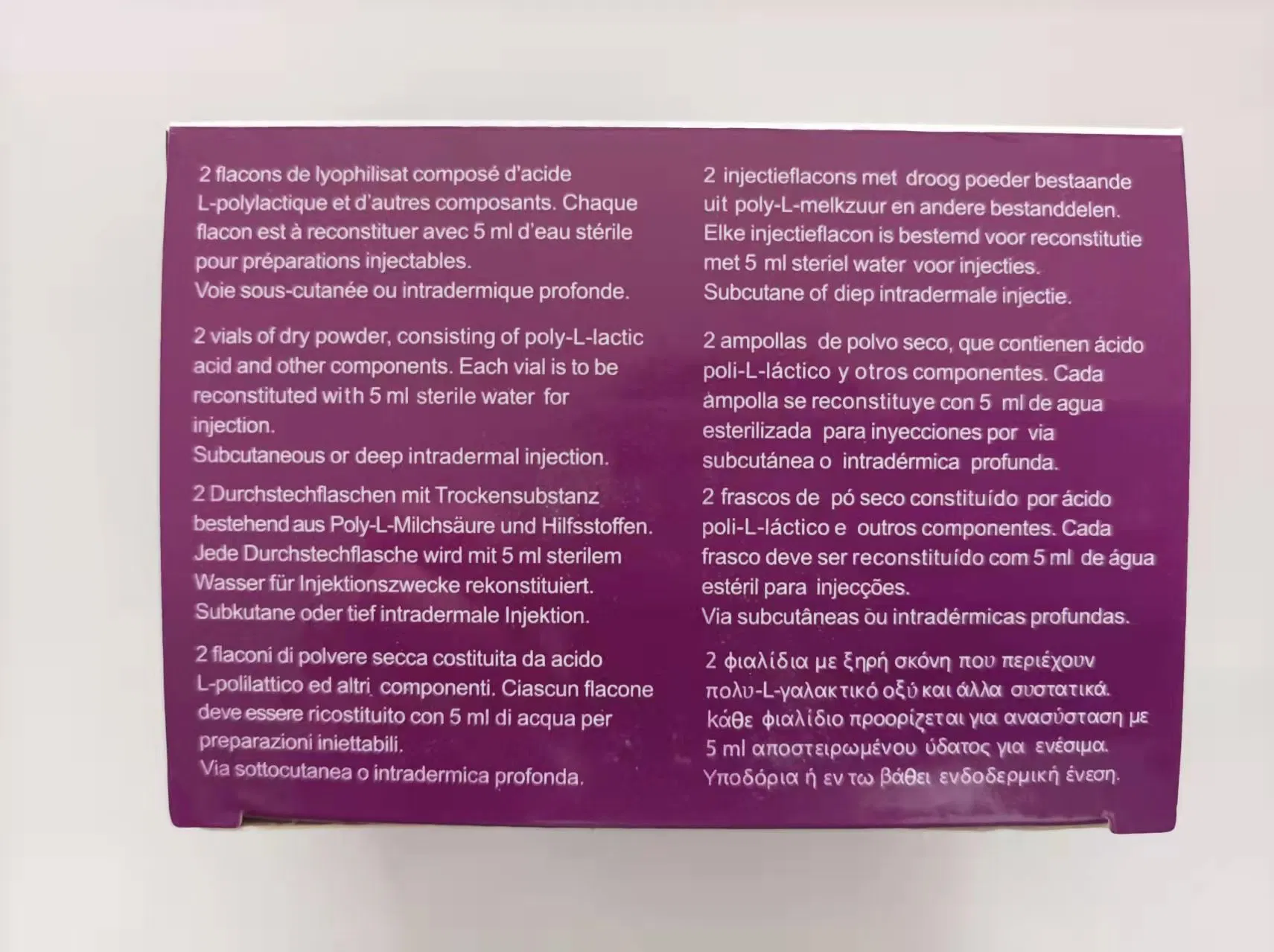 Devolux PLLA Poly-L-Láctico Acido viales Hyalutonic Filler colágeno para cara Glúteo