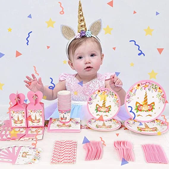 Unicorn Party Supplies Favors, Partyware Set, Dreamy Unicorn Birthday Party Favor Decoration Pack