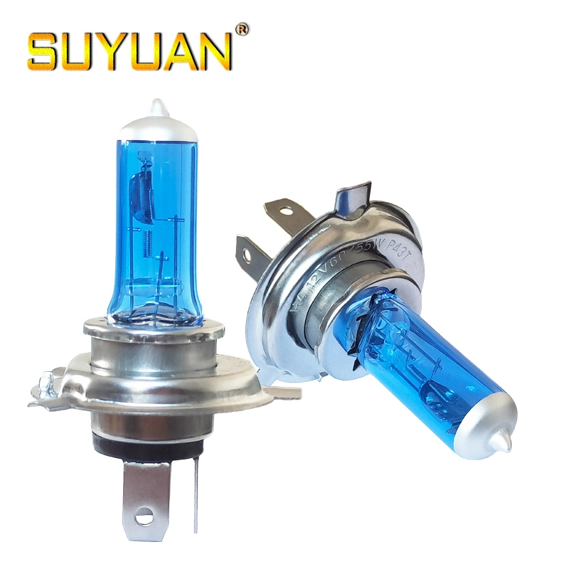 Blue Highlight Halogen Lamp H4 12V 60/55W High Low Beam Car Quartz Headlamp Bulb Is Used for Auto Lighting System