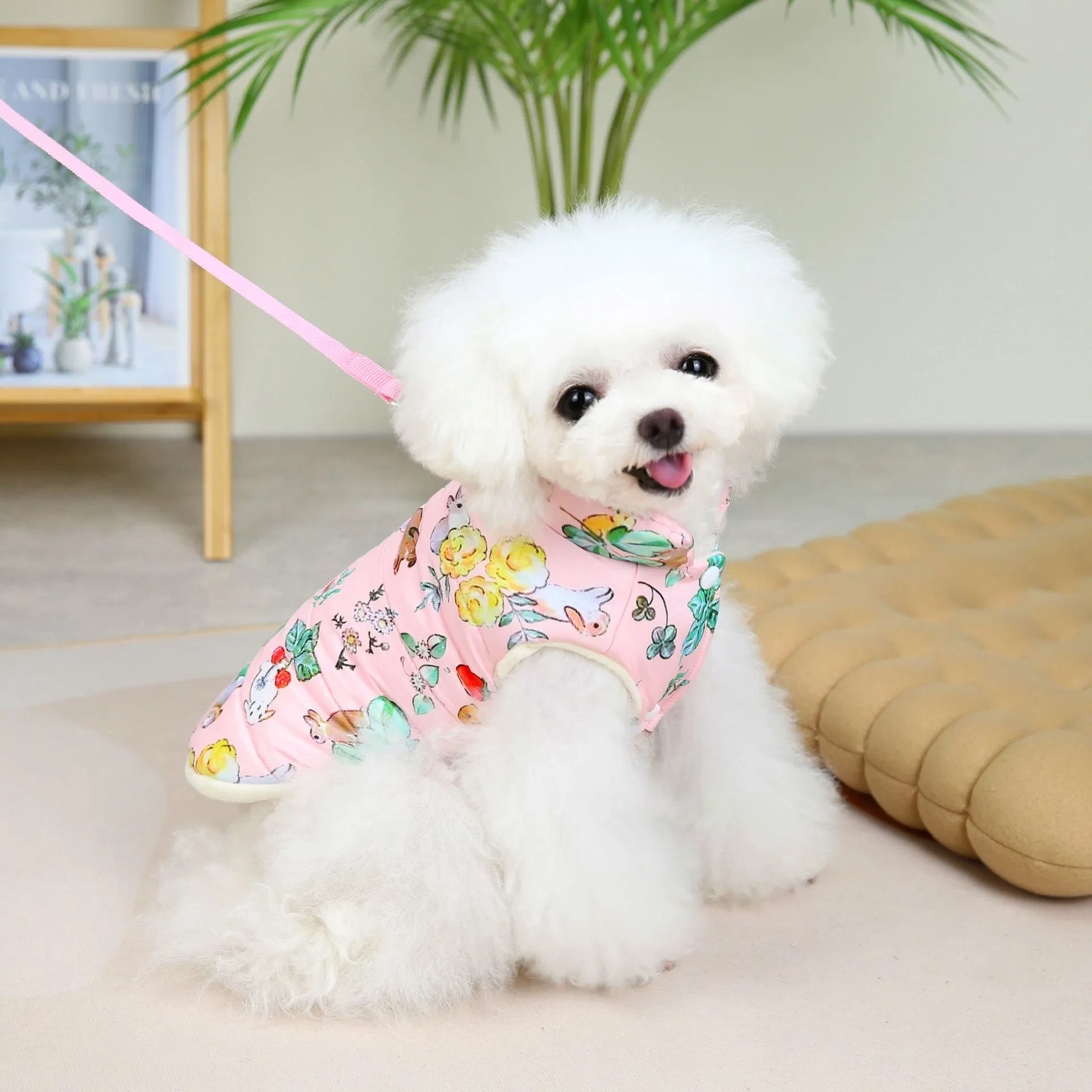 2022 New Arrival Pretty Pet Garment Pet Clothes Cotton Warm Dog Clothes Harness with 1.6 Meters Dog Leash