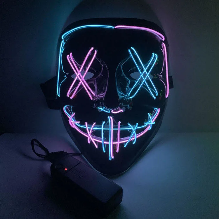 Hot Sale Halloween Party Supplies Two Colors Glow Ghost Scary LED Mask