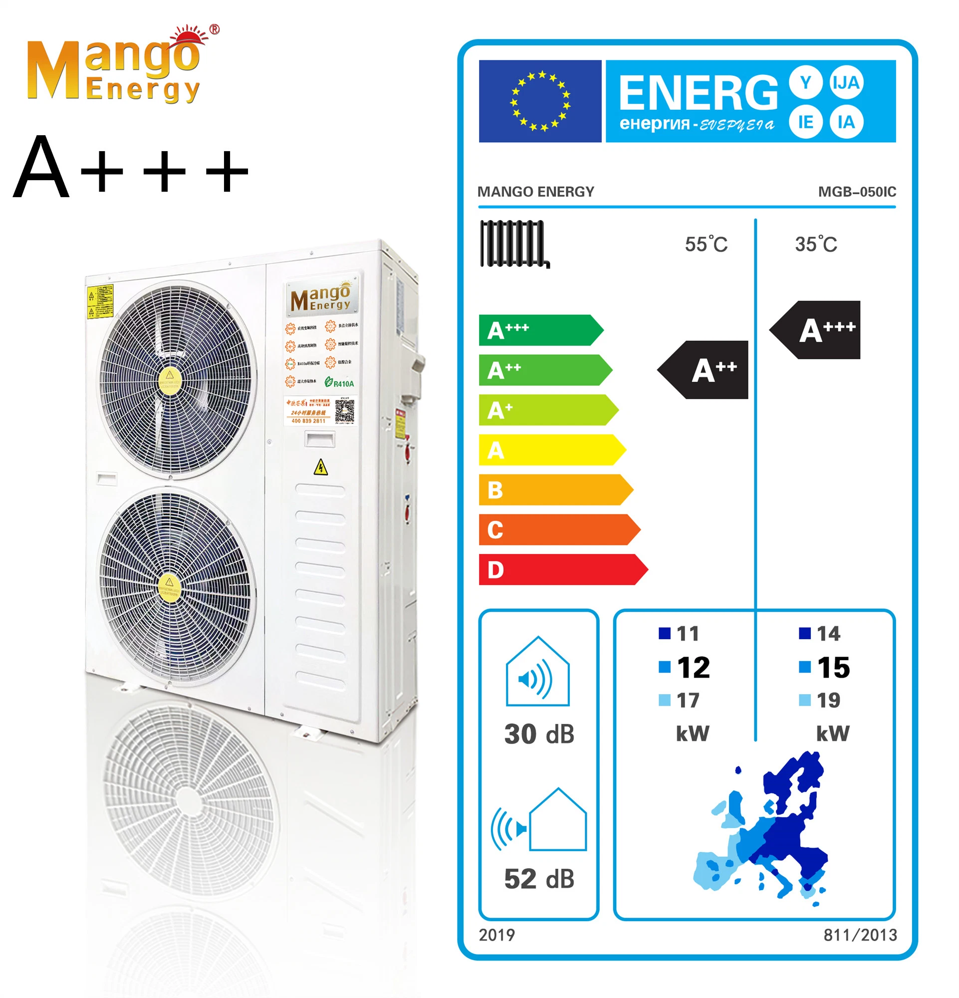 Refroidissement de chauffage solaire Convertisseur DC Climatiseur chauffe-eau pompe à chaleur atmosphérique pour le ménage