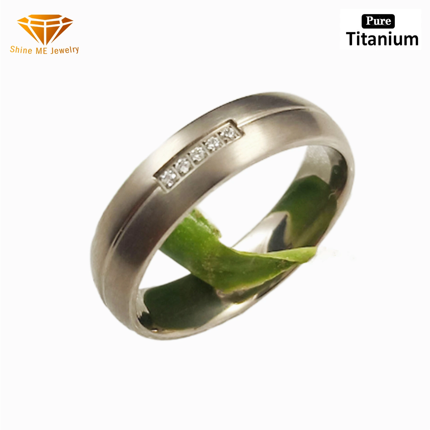 Ring Jewelry Pure Titanium 6mm Wedding Ring with Zircon Stone Ring for Women Tr1950