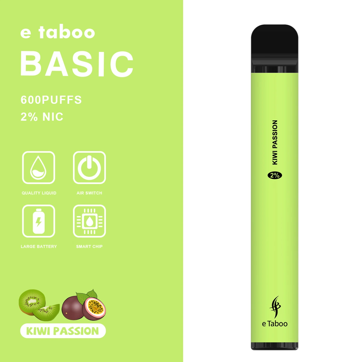 Shenzhen Prix d'usine 800 bouffées Atomiseur Sans nicotine Mini Cigarette électronique jetable Distributeur Vape électrique Fumée Etaboo Basic.