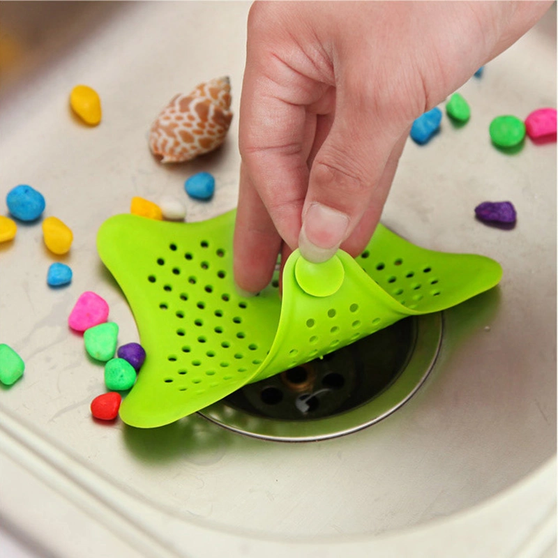 Kitchen Silicone Colorful Star Sink Filter Bathroom Sucker Floor Drains