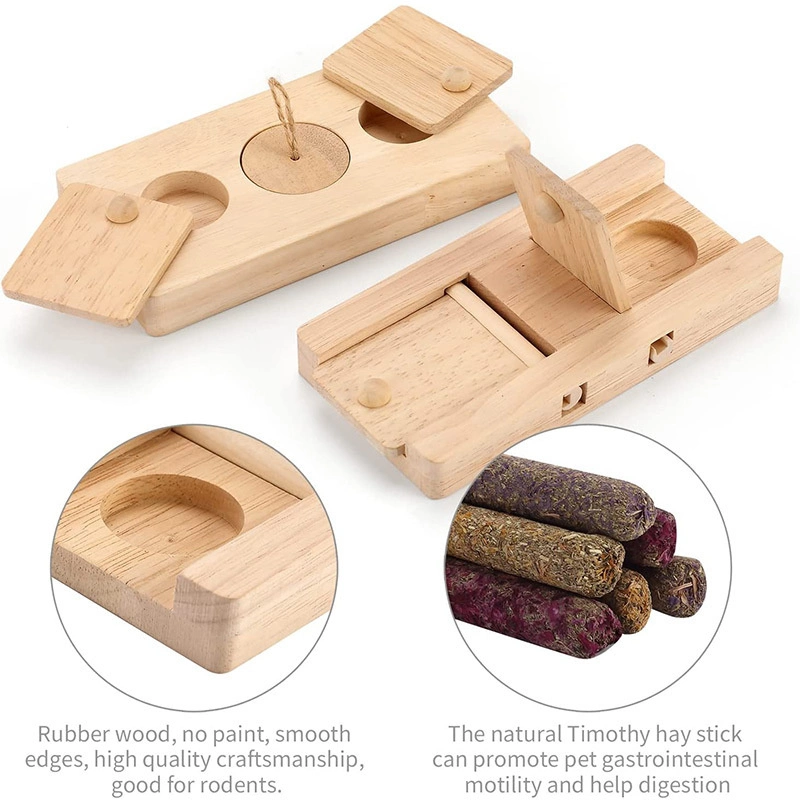 Roedor de madera pequeña mascota interactiva Ocultar Puzzle Juguete