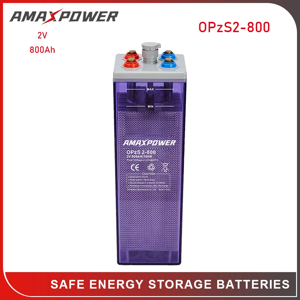 Amaxpower 2V 200Ah/420Ah/500 Ah/800Ah/1000ah/1500ah/2000ah/3000ah de chumbo inundado Tubular OPzS Bateria para Solar-Bts/Wind-Power/Telecom/UPS//Opzv Ferroviário