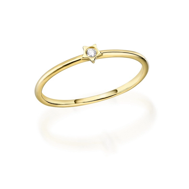 Une exquise 14K Les anneaux de bijoux en or pur minimaliste Ring Set d'empilage