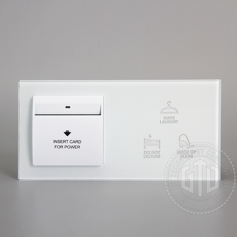 Factory Made Tempered Glass 40A 172*86m Size 2 Connected Key Card Switch, Together with Dnd/Mur/Laundry Service Control Panel