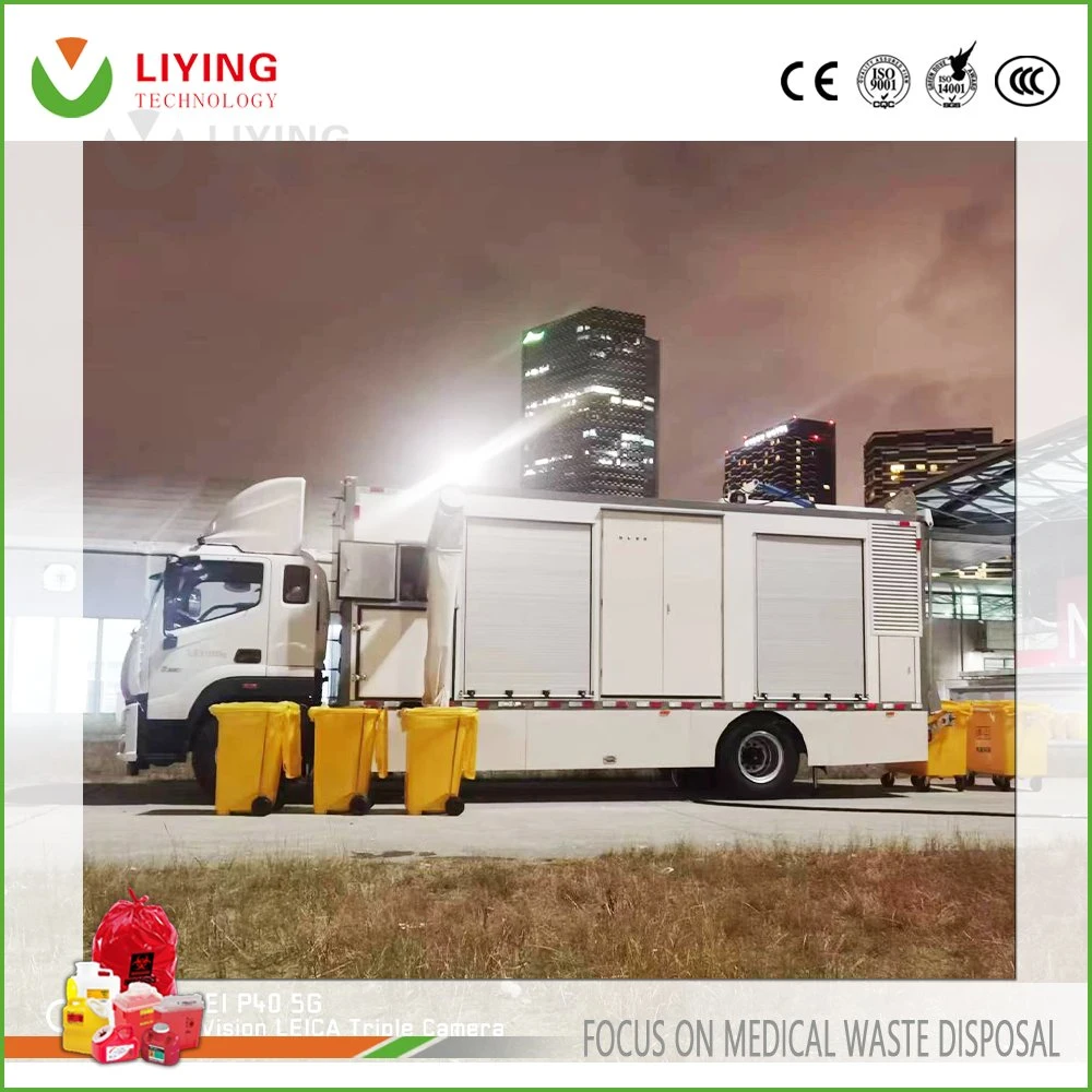 Mobile Medical Waste Emergency Disposal Machine Hospital Clinic Infectious Waste Shredder Treatment Car