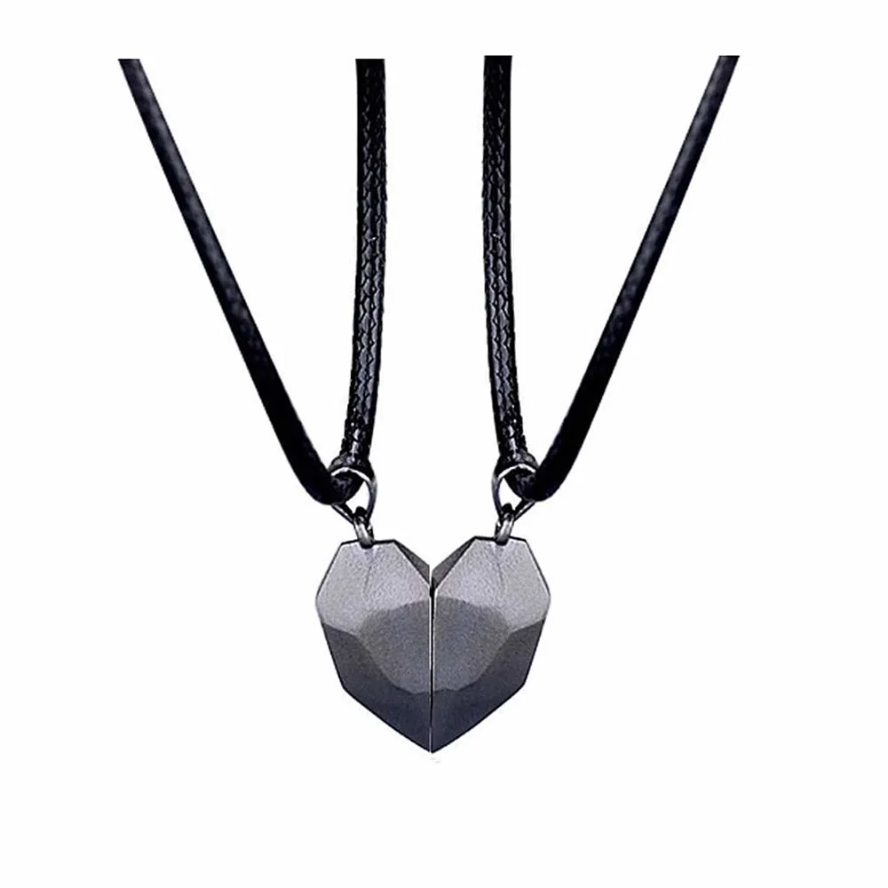 Fashion Two Souls One Heart Pendant Necklaces for Couple, Wishing Stone Creative Magnet Couples Necklace