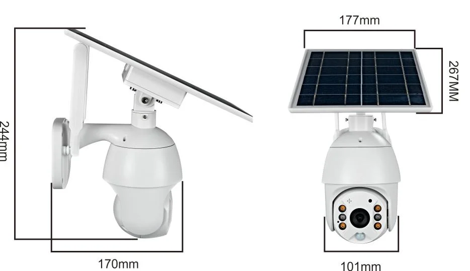 Estrutura metálica Câmara PTZ de segurança 4G Solar Smart, IP65 Exterior à prova de água