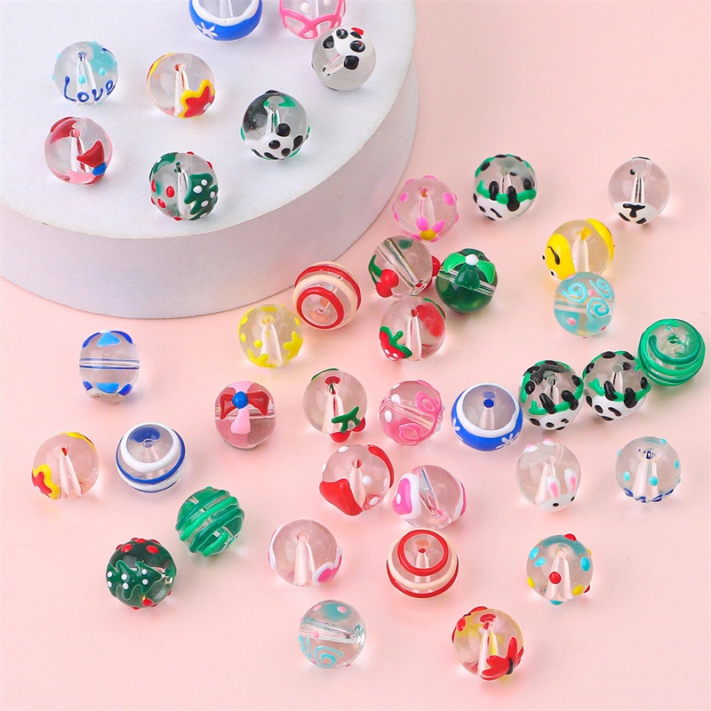 Cartoon Drop Oil Loose Beads Jewelry Accessories Stripe DIY Bracelet Glass Beads