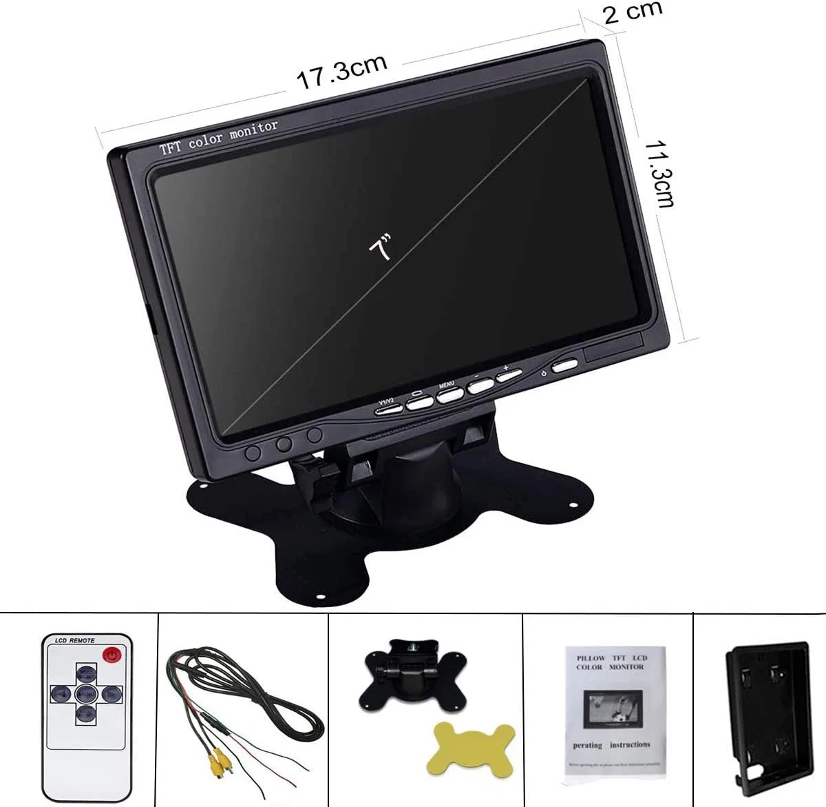 شاشة عرض ملونة TFT LCD مقاس 7 بوصات عالية الدقة للسيارة مع 4 دخل الفيديو لنظام النسخ الاحتياطي