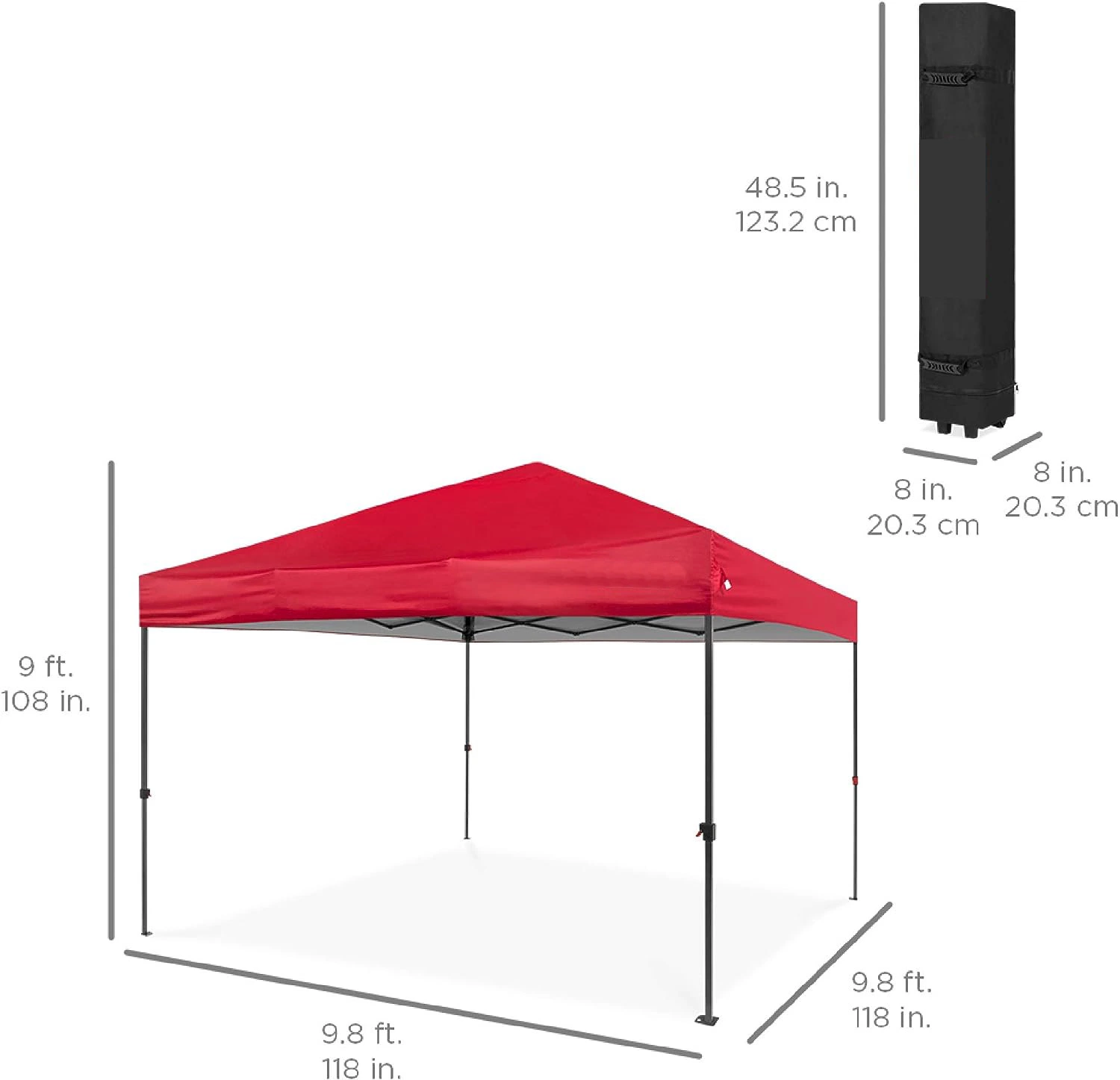 10X10FT 1-Person Setup pop-up Canopy Tent Instant Portable Shelter - Vermelho