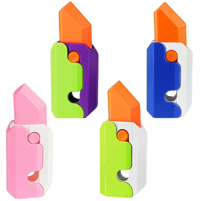 Adults Glowing Fidget Sensory Toys Small Plastic Retractable Carrot Knife Prop Stress Relief 3D Printed Gravity Radish Knife Toy