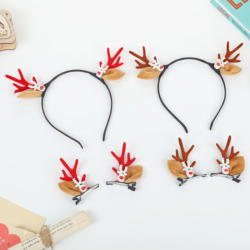 Europe and The United States Department of Colorful Christmas Models Creative Cartoon Antler Simulation Flower Decoration Women's Cute Hair Band