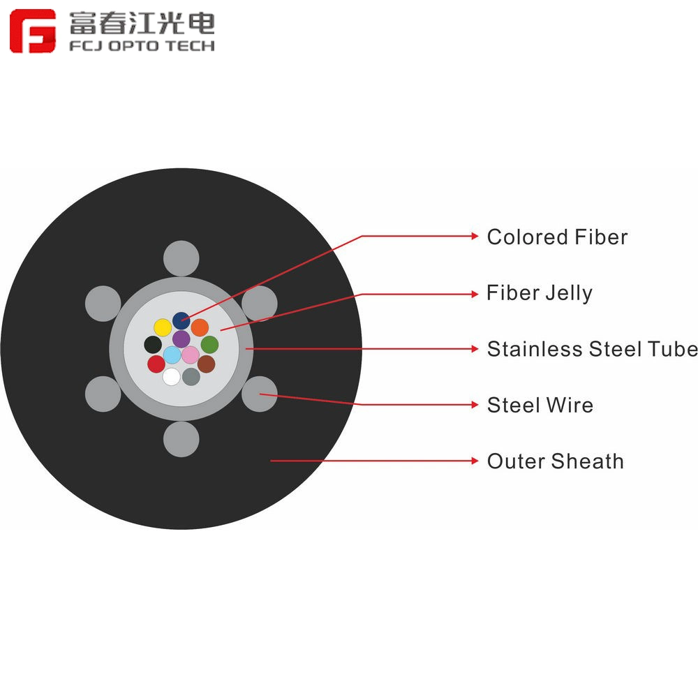 Cable de fibra óptica de tubo de acero inoxidable FCJ Central Aluminium Clad