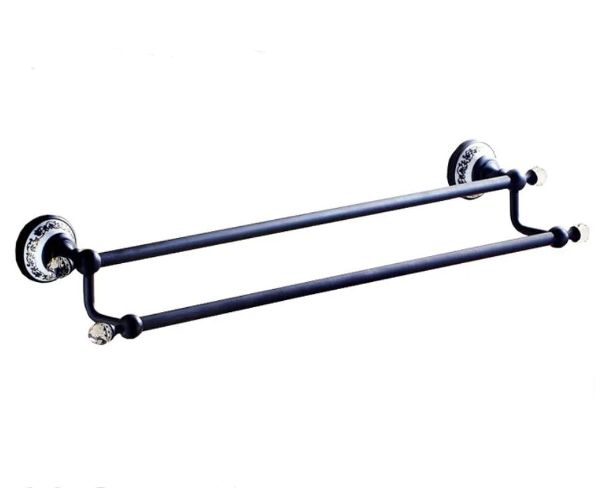 Top Sale Bathroom Accessories Hang Towel Rack Black Brass Ceramic Wall Mounted Towel Shelf