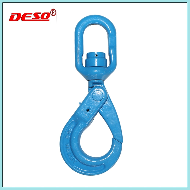 G80 Powder Coated Steel Chain Lifting Swivel Hook with Self-Locking